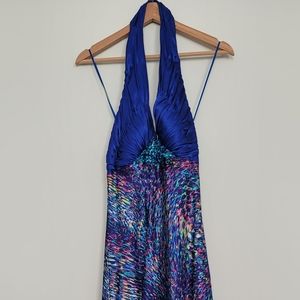 Blue Halter Evening Gown